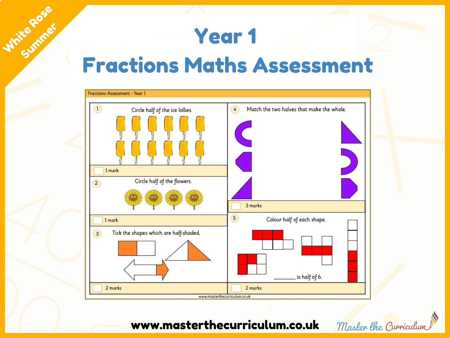 Cover of Year 1 Fractions Maths Assessment