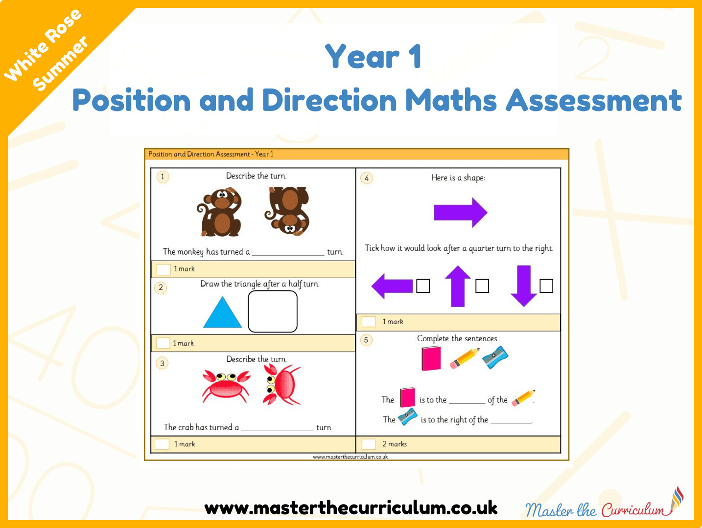 Cover of Year 1 Position and Direction Maths Assessment