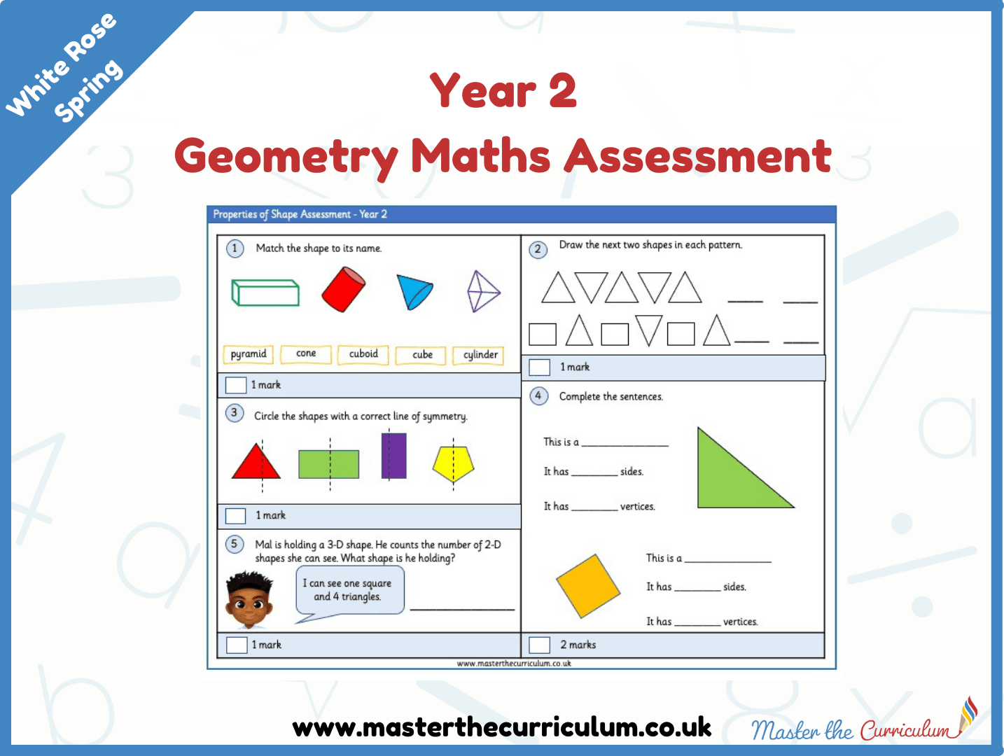 Cover of Year 2 Geometry Maths Assessment