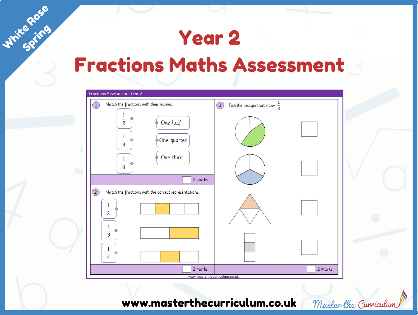 Cover of Year 2 Fractions Maths Assessment