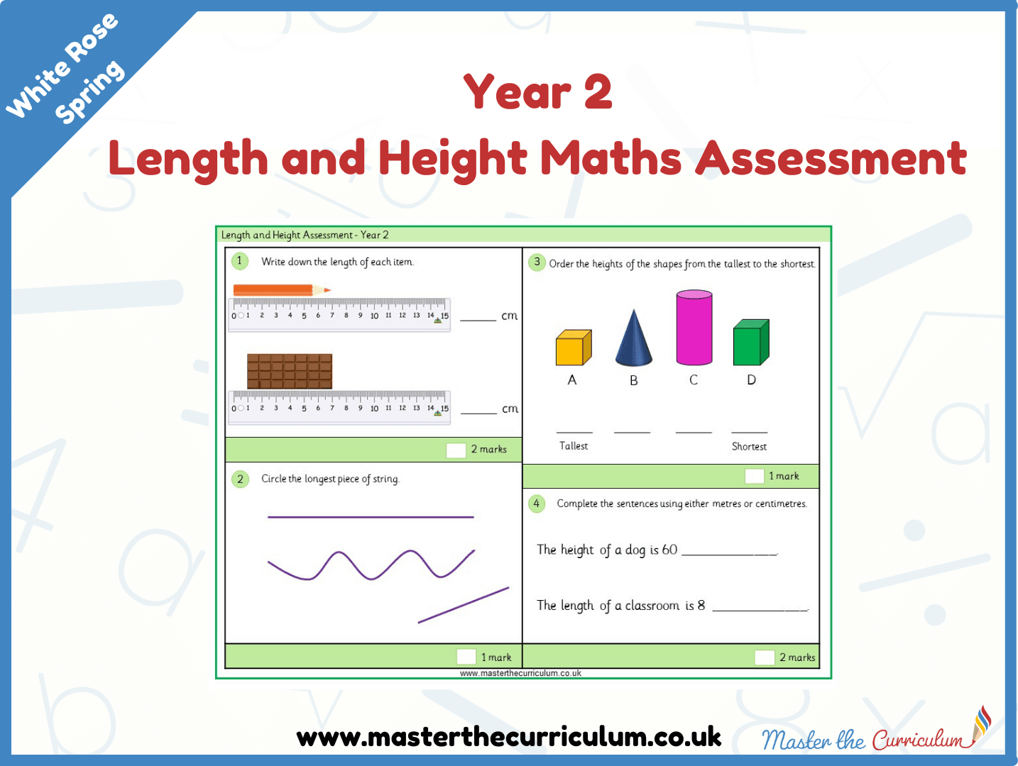 Cover of Year 2 Length and Height Maths Assessment