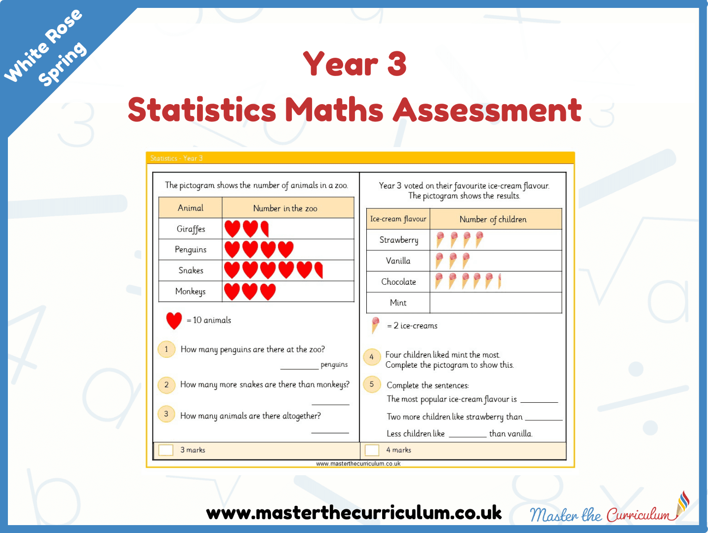Cover of Year 3 Statistics Maths Assessment