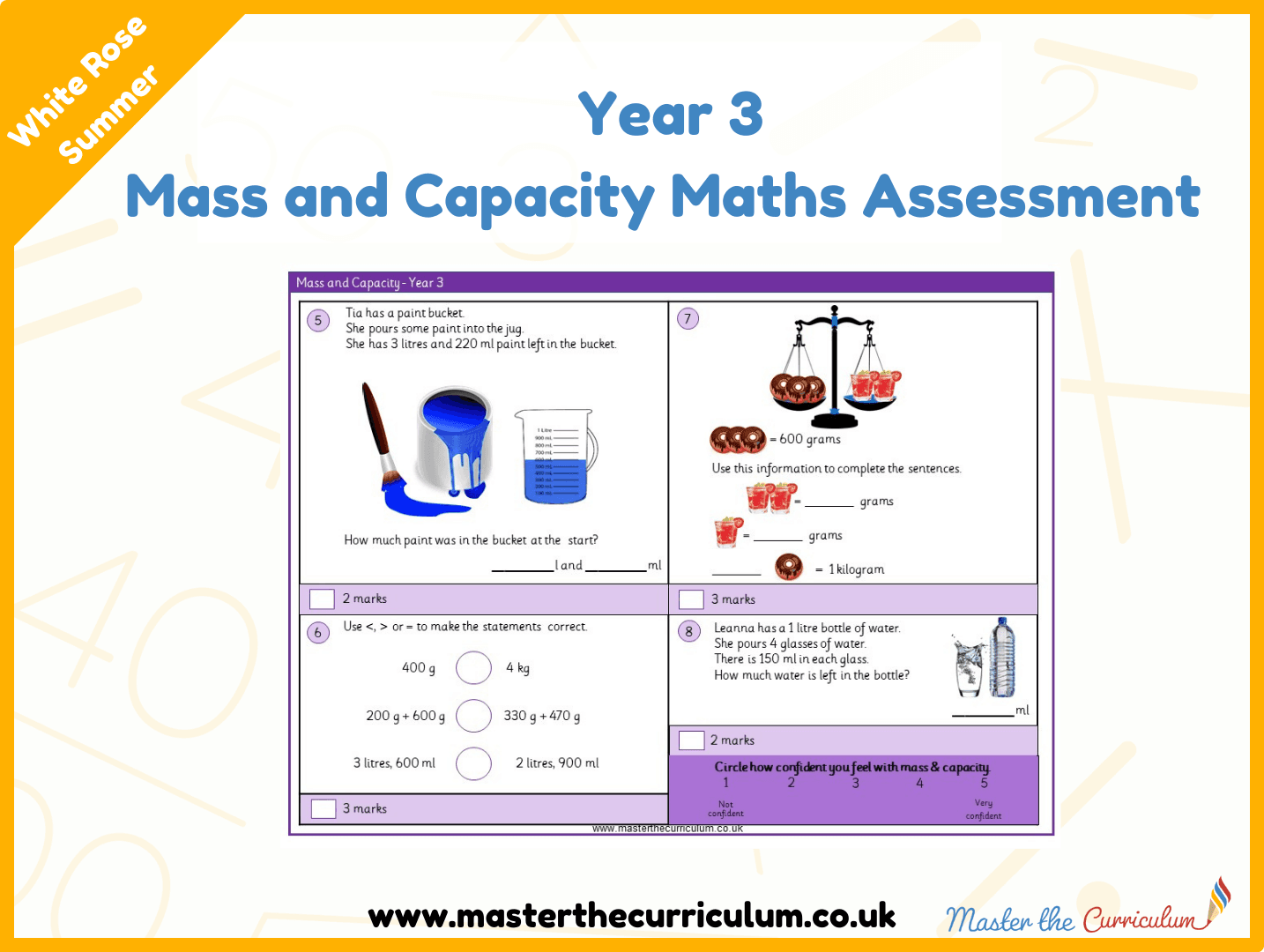 Cover of Year 3 Mass and Capacity Maths Assessment