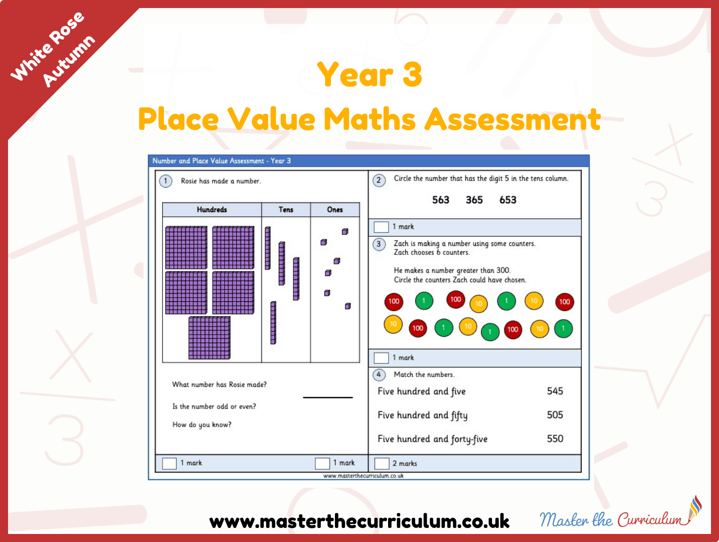 Cover of Year 3 Place Value Maths Assessment