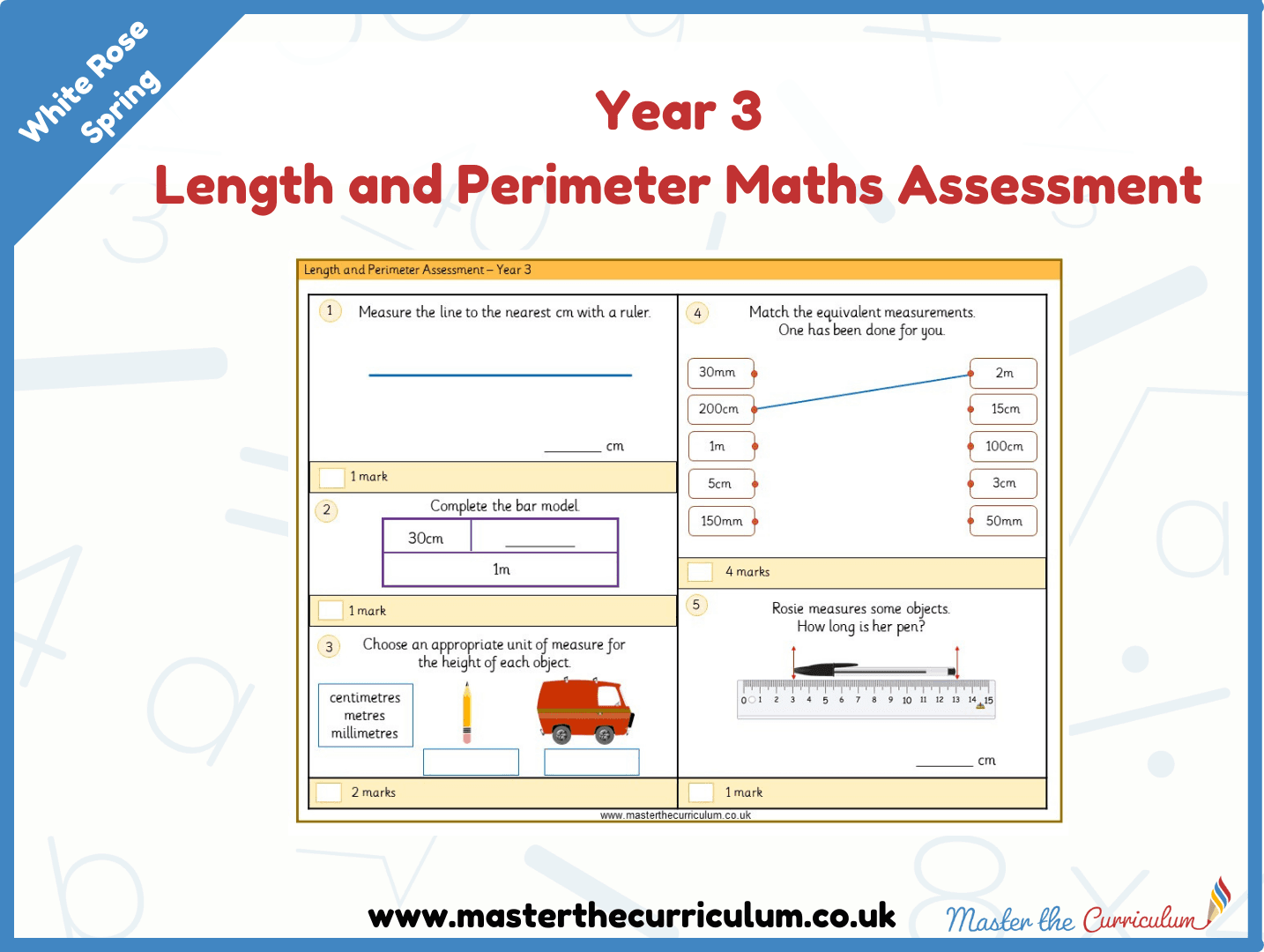 Cover of Year 3 Length and Perimeter Maths Assessment