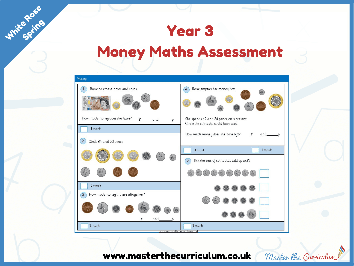 Cover of Year 3 Money Maths Assessment