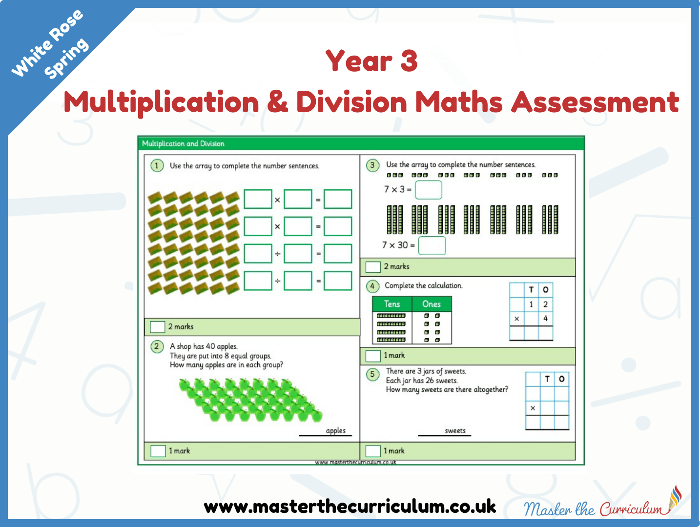 Cover of Year 3 Multiplication and Division Maths Assessment (Spring)
