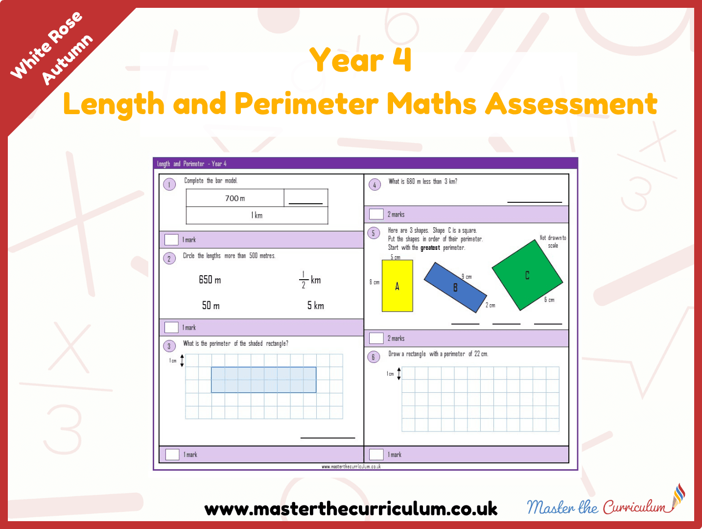 Cover of Year 4 Length and Perimeter Maths Assessment