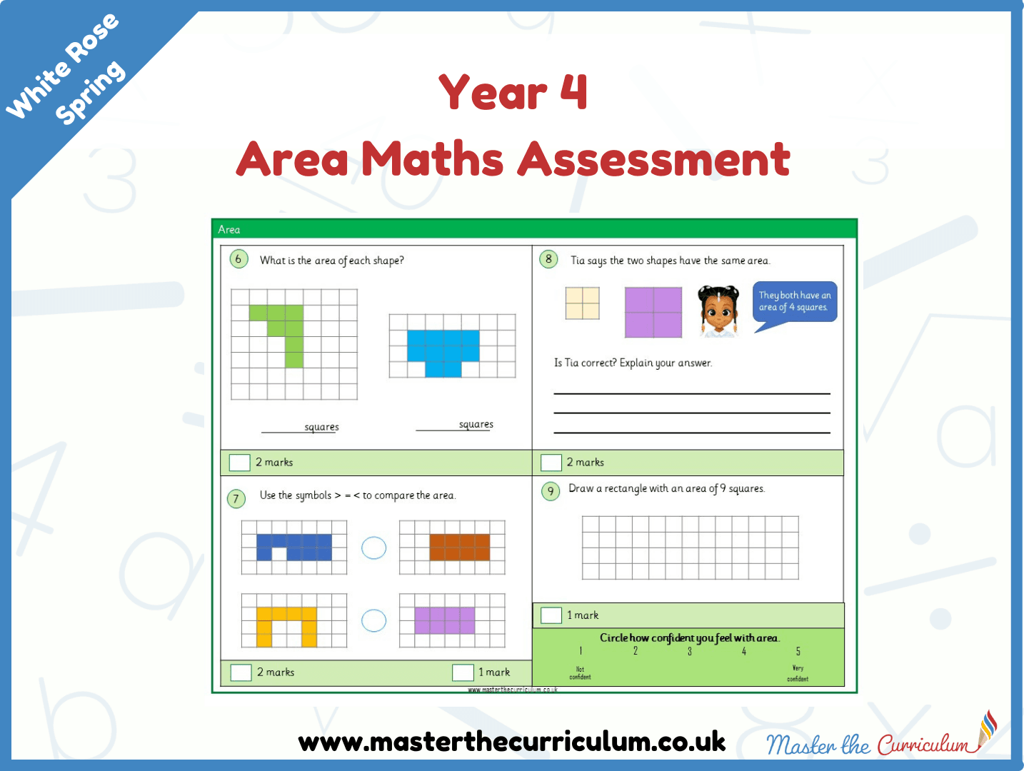 Cover of Year 4 Area Maths Assessment