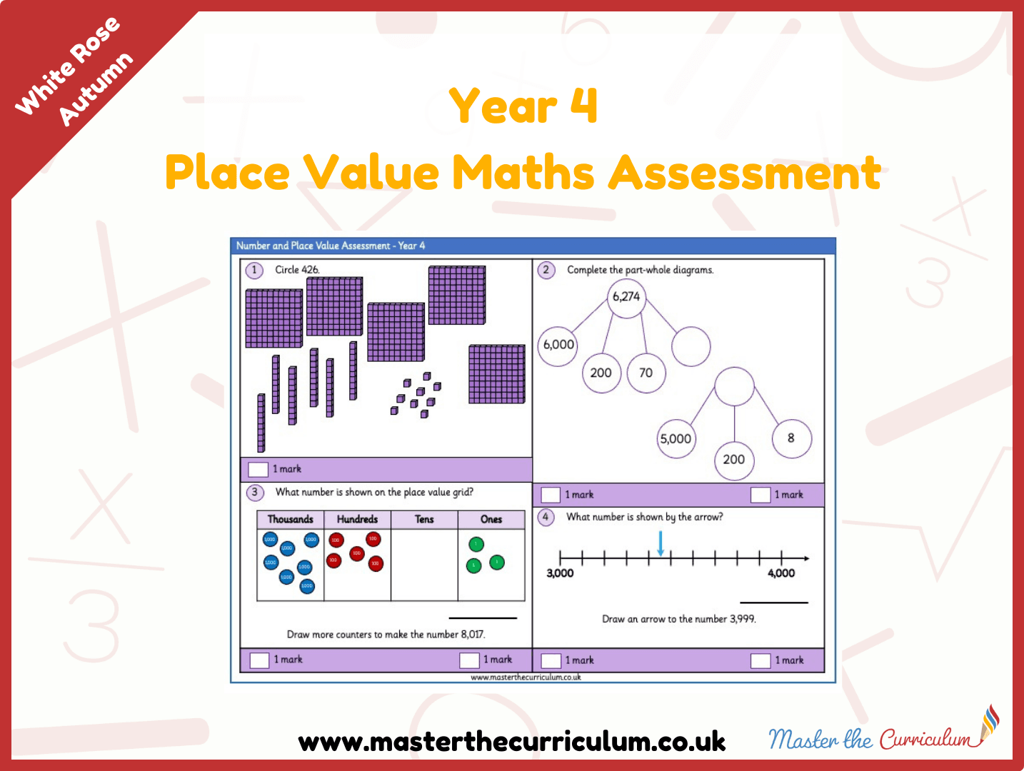 Cover of Year 4 Place Value Maths Assessment