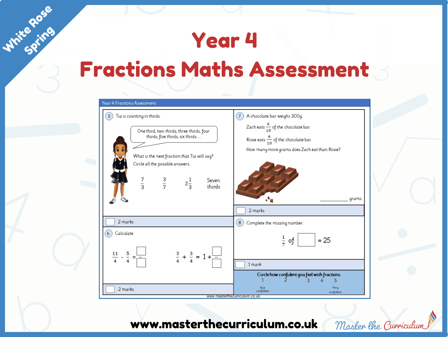 Cover of Year 4 Fractions Maths Assessment