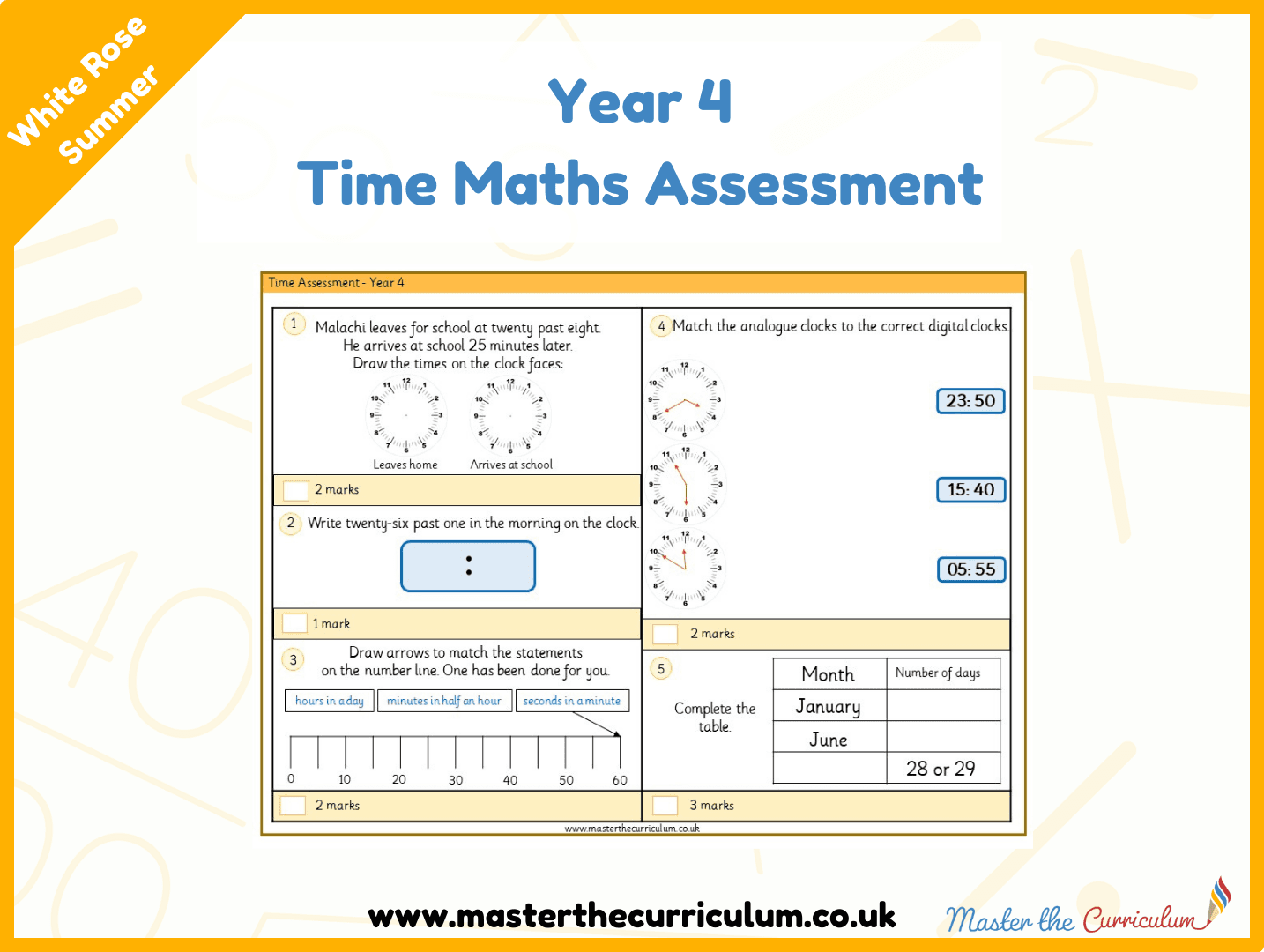 Cover of Year 4 Time Maths Assessment
