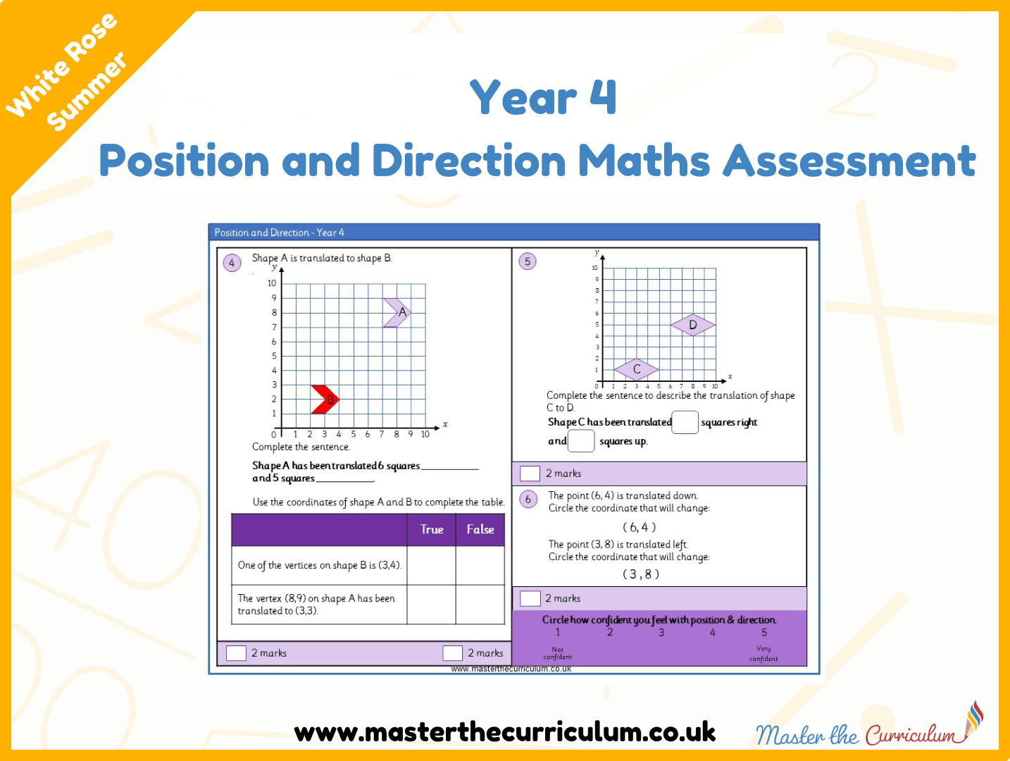 Cover of Year 4 Position and Direction Maths Assessment