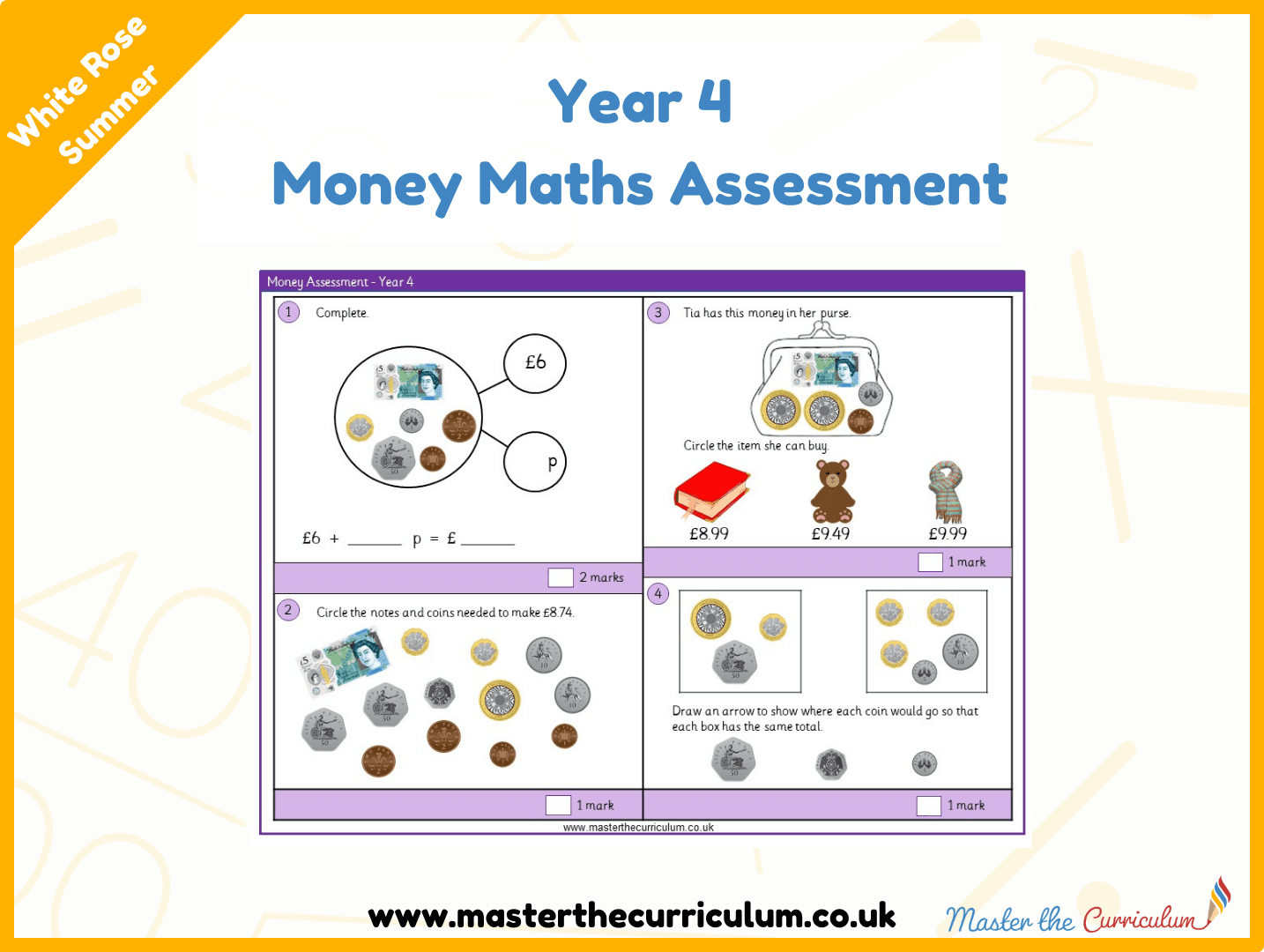 Cover of Year 4 Money Maths Assessment