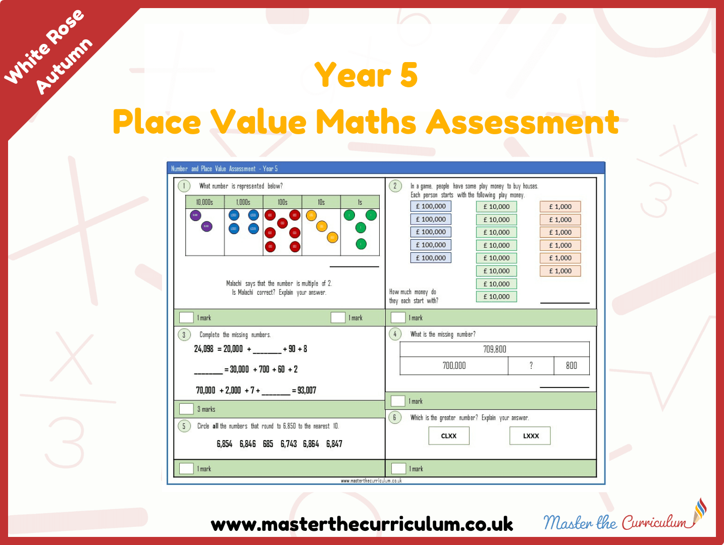 Cover of Year 5 Place Value Maths Assessment