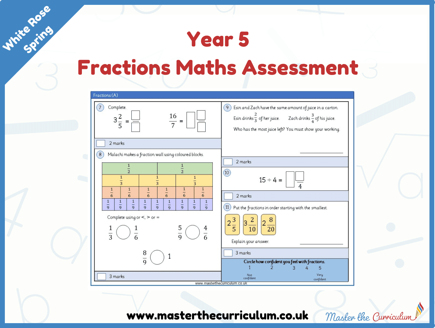 Cover of Year 5 Fractions Maths Assessment