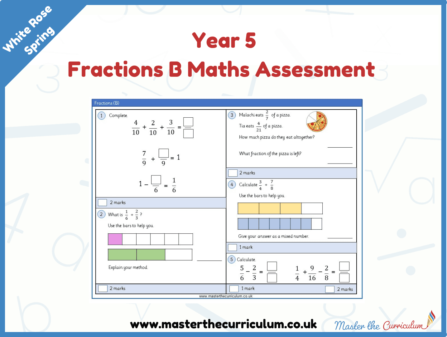 Cover of Year 5 Fractions B Maths Assessment