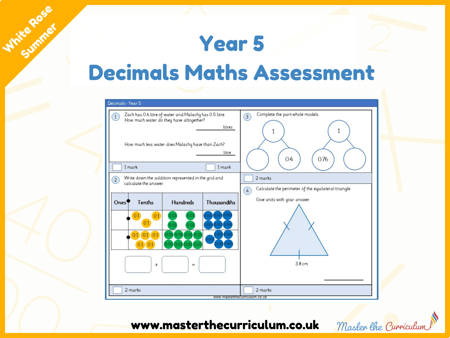 Cover of Year 5 Decimals Maths Assessment