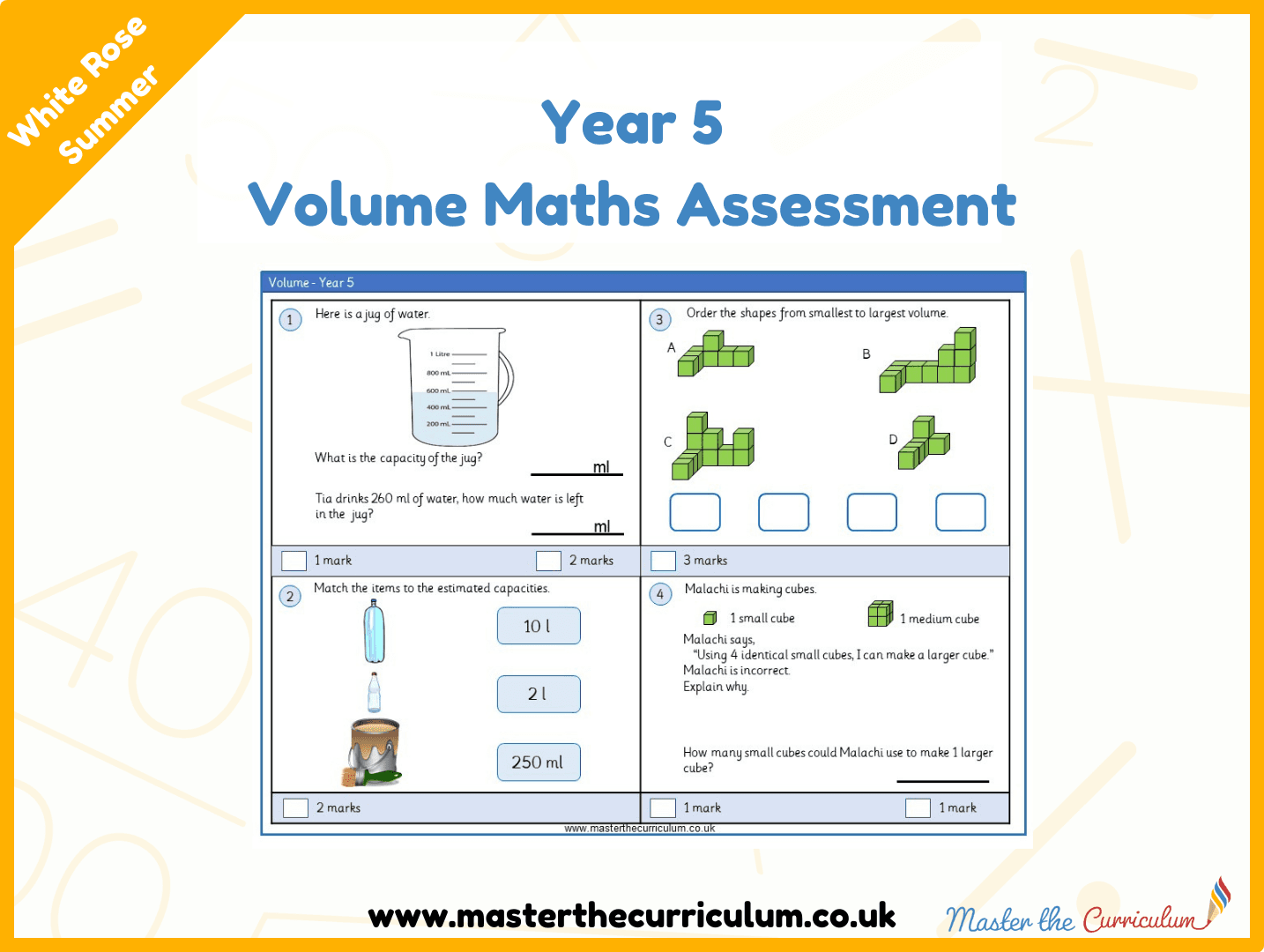 Cover of Year 5 Volume Maths Assessment