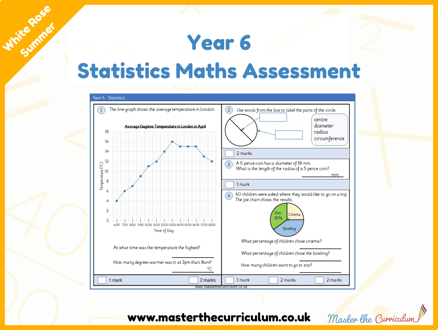 Cover of Year 6 Statistics Maths Assessment