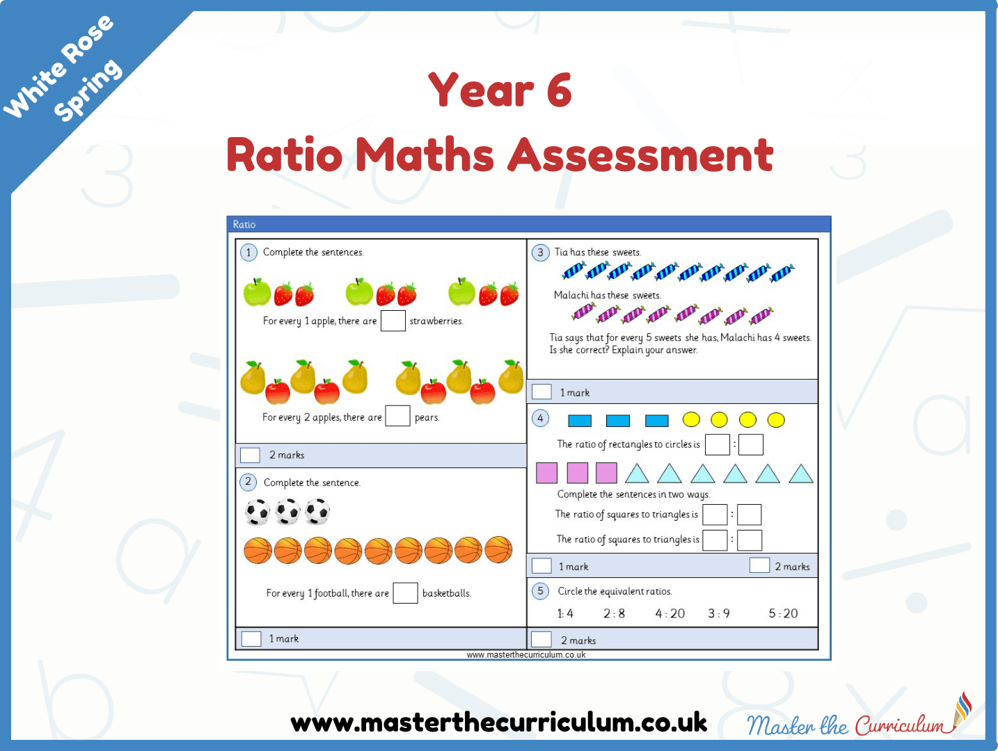 Cover of Year 6 Ratio Maths Assessment