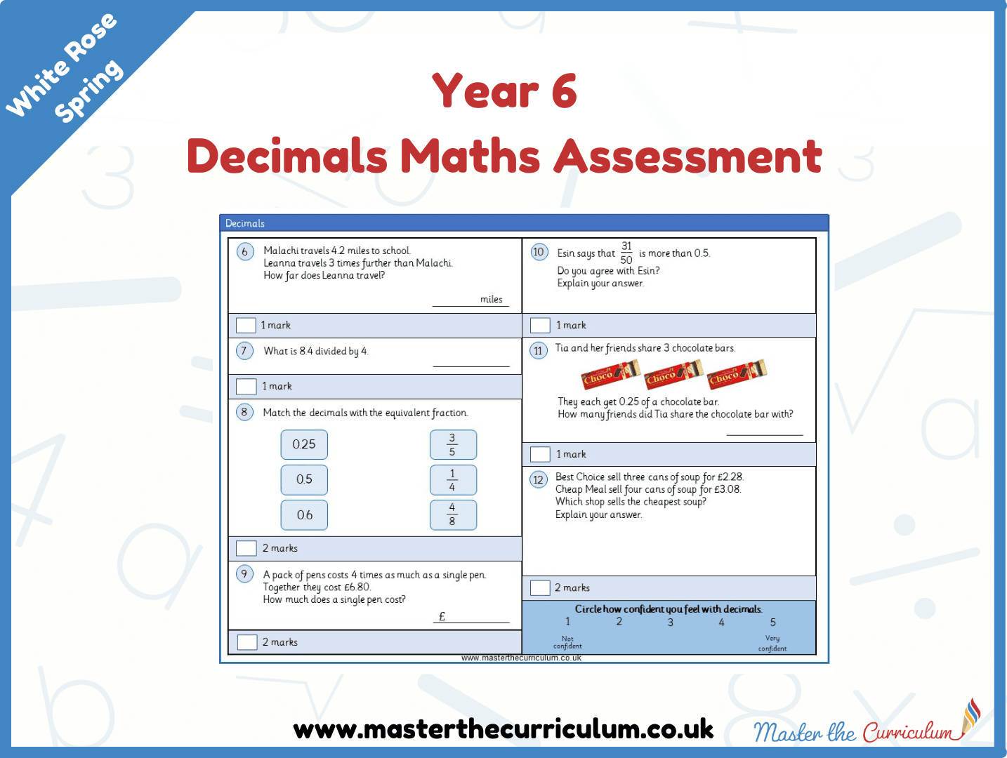 Cover of Year 6 Decimals Maths Assessment