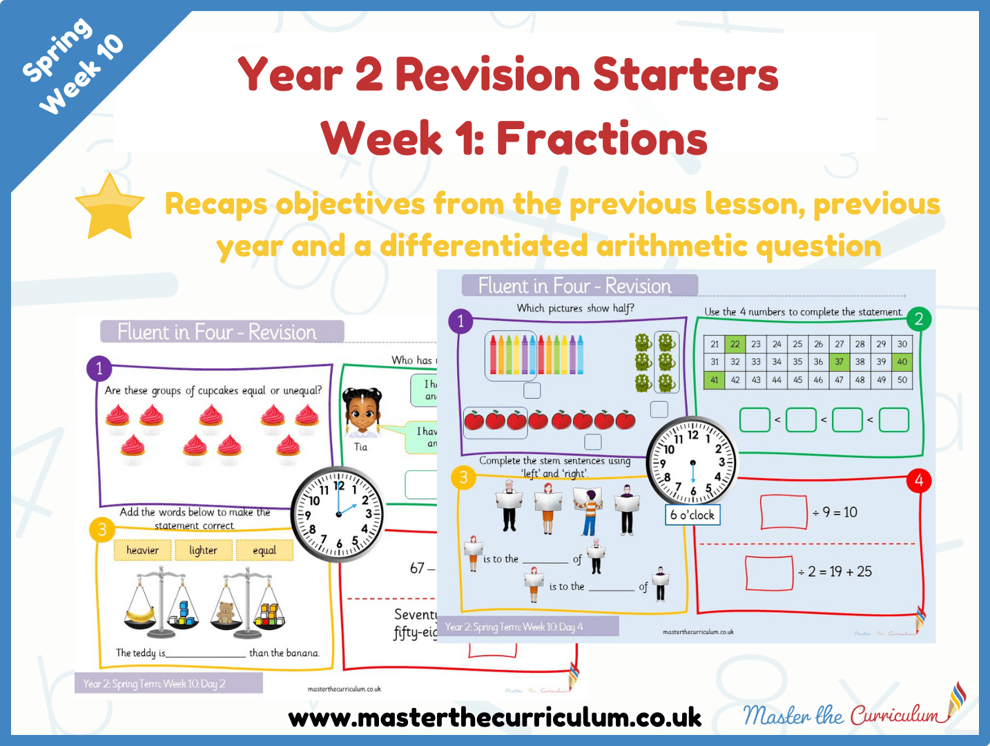 Cover of Year 2 – Spring – Week 1 Fractions Revision Starters V2.0