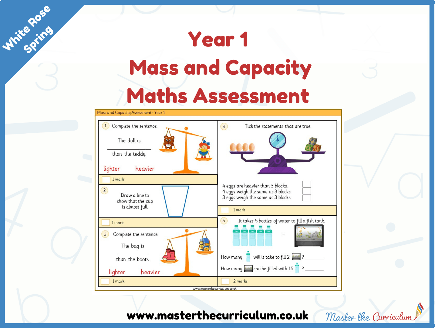 Cover of Year 1 Mass and Capacity Maths Assessment
