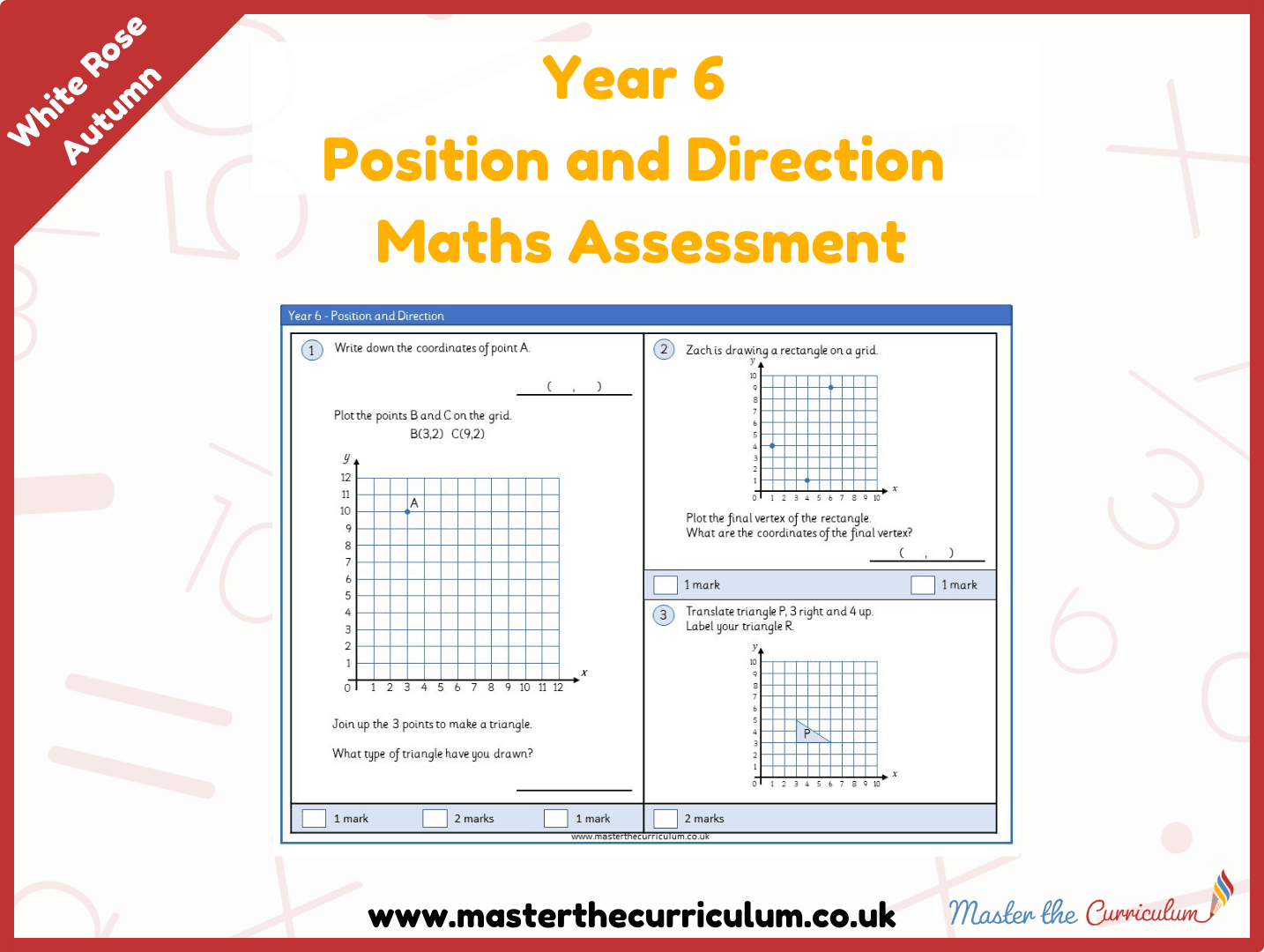 Cover of Year 6 Position and Direction Maths Assessment