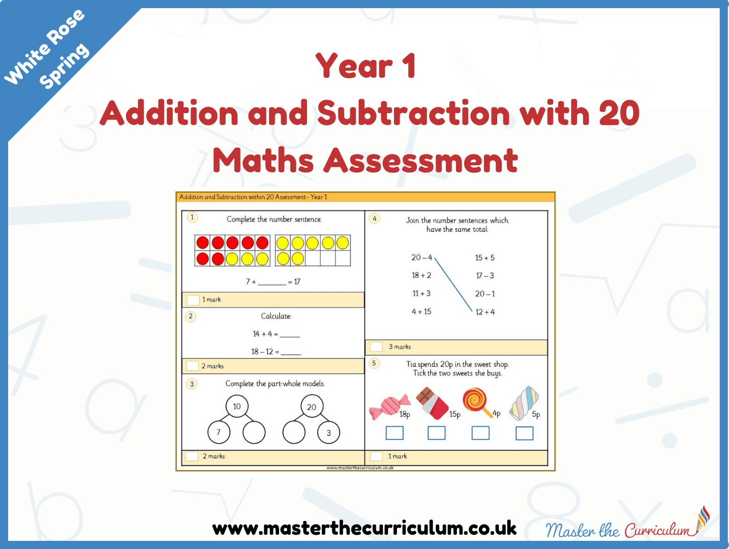 Cover of Year 1 Addition and Subtraction within 20 Maths Assessment