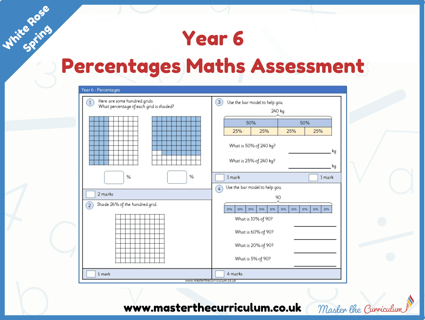 Cover of Year 6 Percentages Maths Assessment