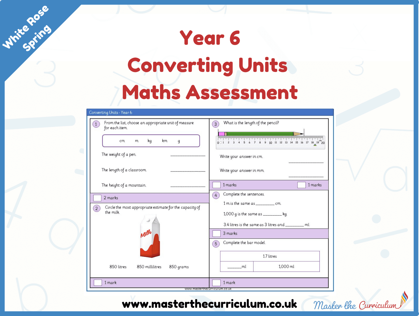 Cover of Year 6 Converting Units Maths Assessment
