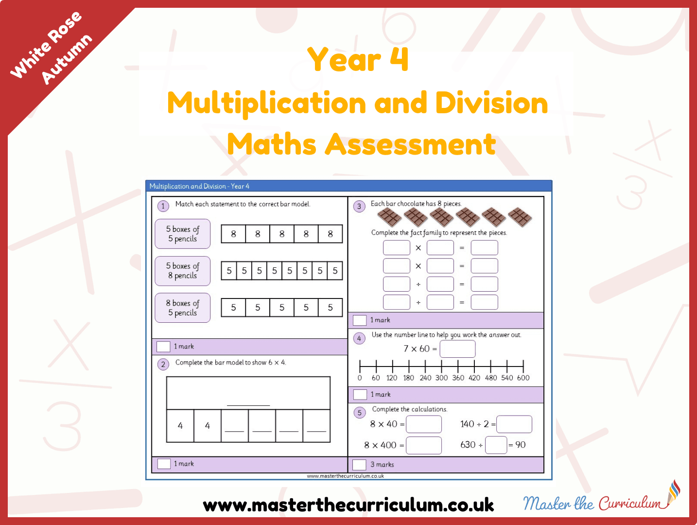 Cover of Year 4 Multiplication and Division Maths Assessment