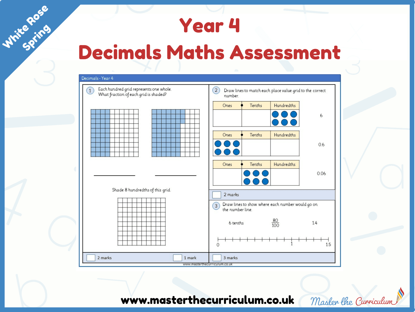 Cover of Year 4 Decimals Maths Assessment