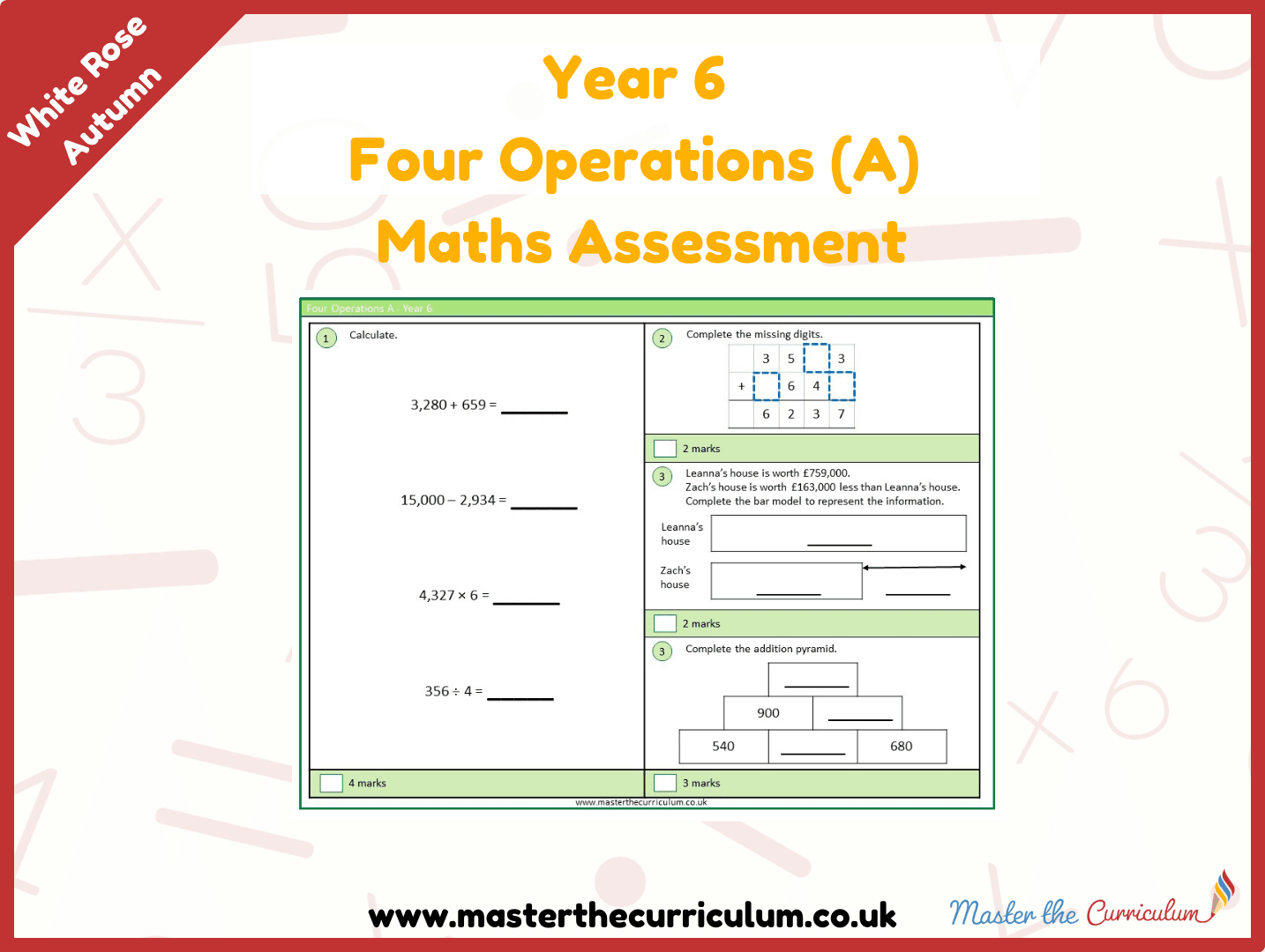 Cover of Year 6 Four Operations (A) Maths Assessment