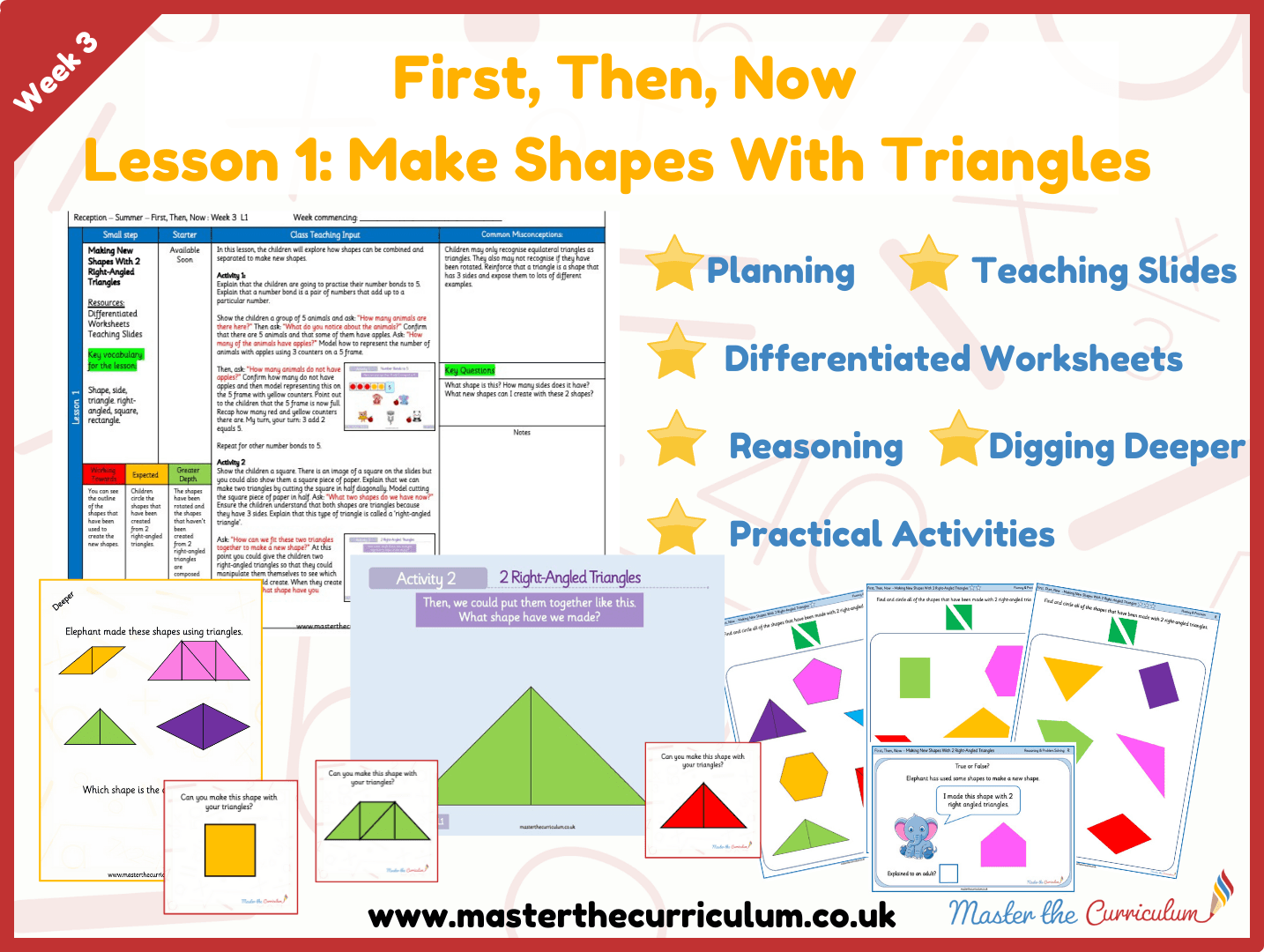 Cover of First, Then, Now: Week 3 Lesson 1 – Make shapes with triangles
