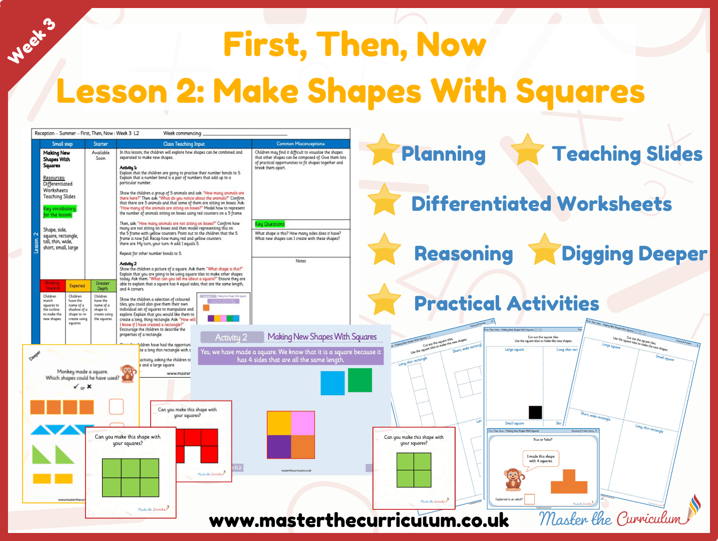 Cover of First, Then, Now: Week 3 Lesson 2 – Make shapes with squares