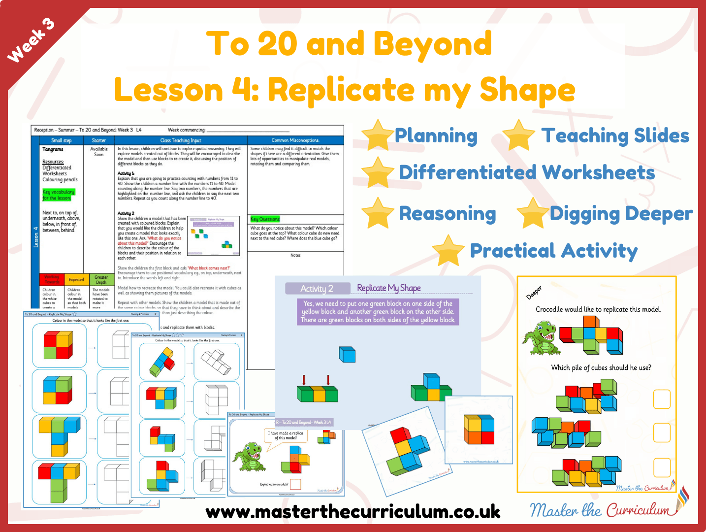 Cover of To 20 and Beyond: Week 3: Lesson 4 – Replicate my Shape