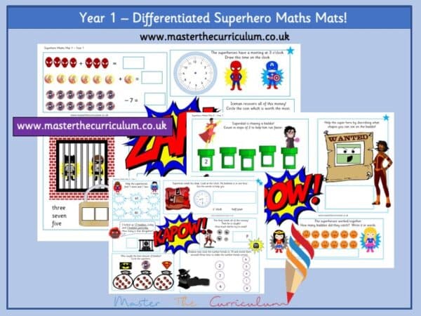 Cover of Year 1 – Differentiated Superhero Maths Mats