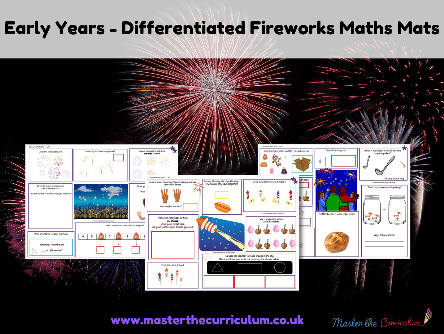 Cover of Early Years – Differentiated Fireworks Maths Mats
