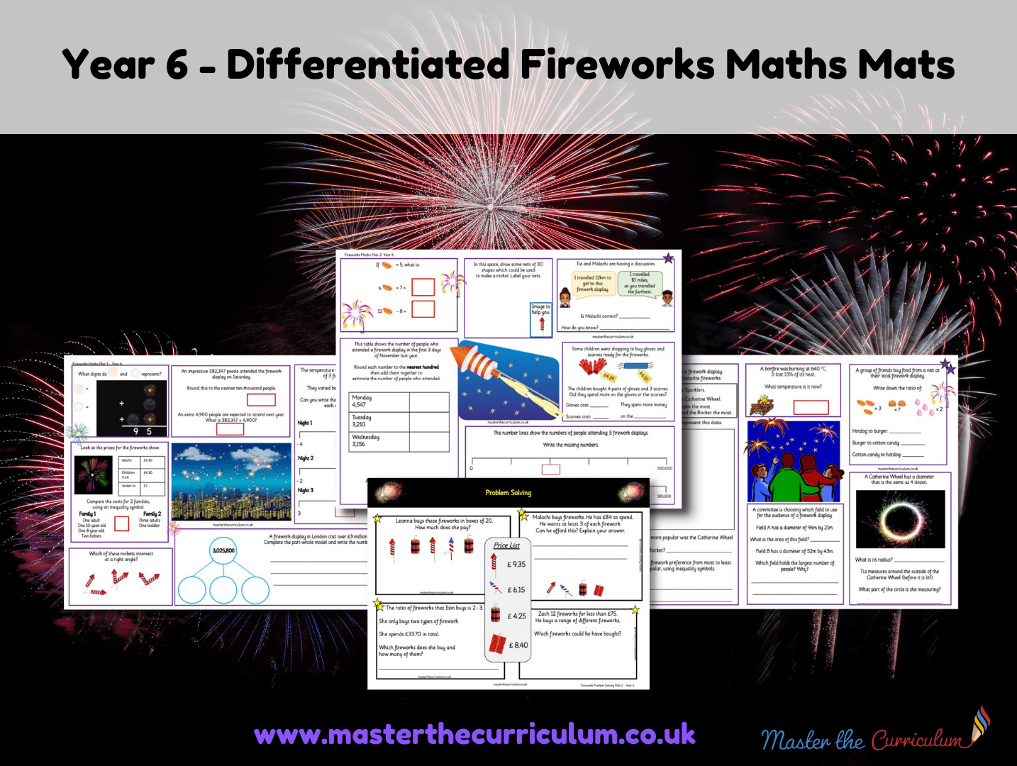 Cover of Year 6 – Differentiated Fireworks Maths Mats