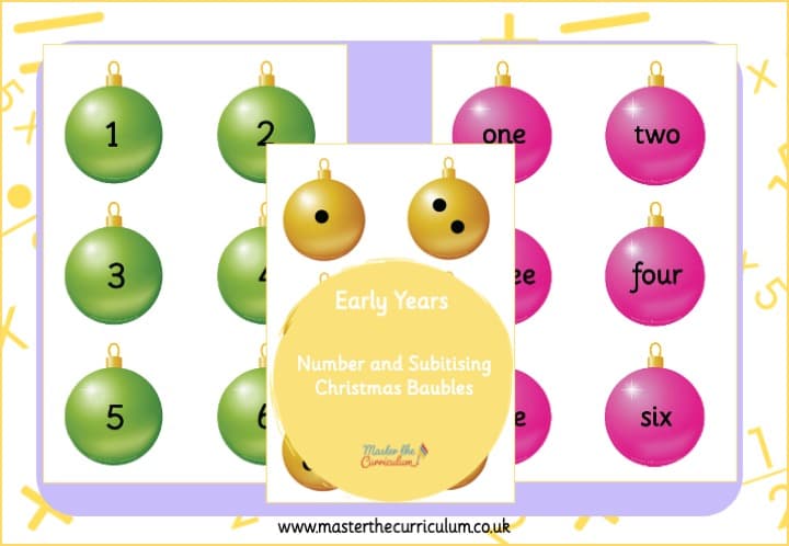Cover of Number and Subitising Christmas Baubles