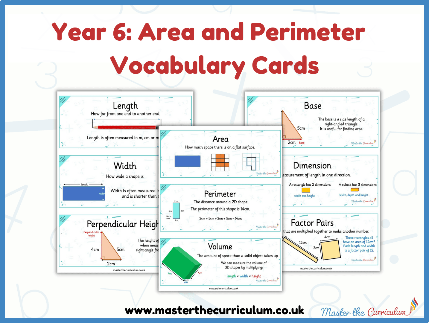 Cover of Year 6 – Area and Perimeter Vocabulary Cards