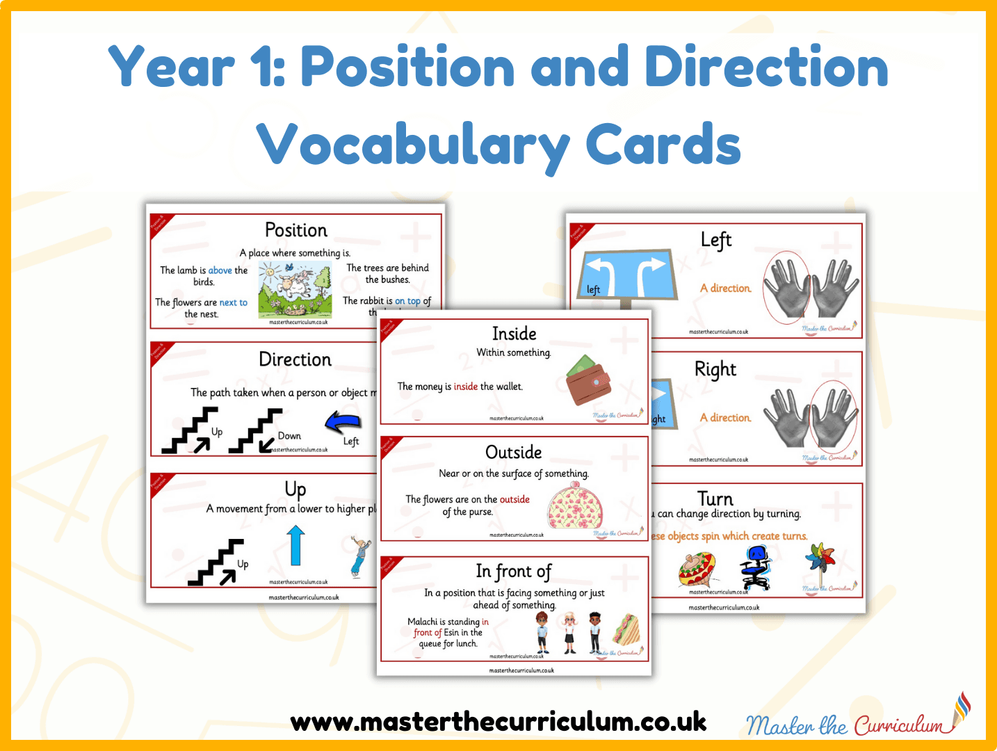 Cover of Year 1 – Position and Direction Vocabulary Cards