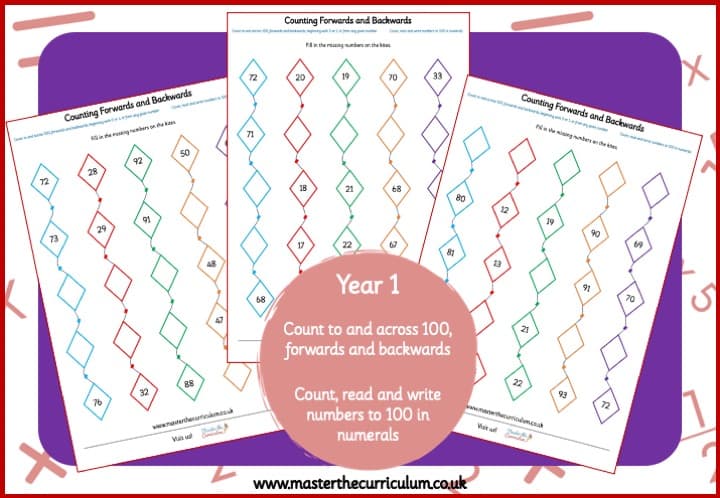 Cover of Kite Themed Counting Forwards and Backwards Within 100