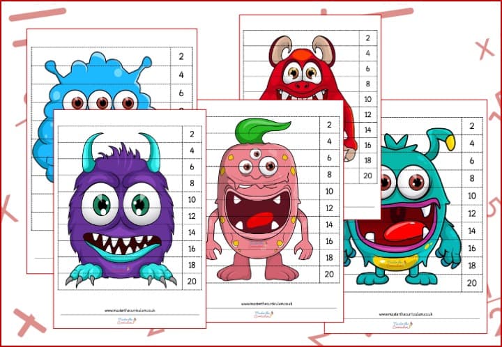 Cover of Monster Themed Puzzles Counting in 2s