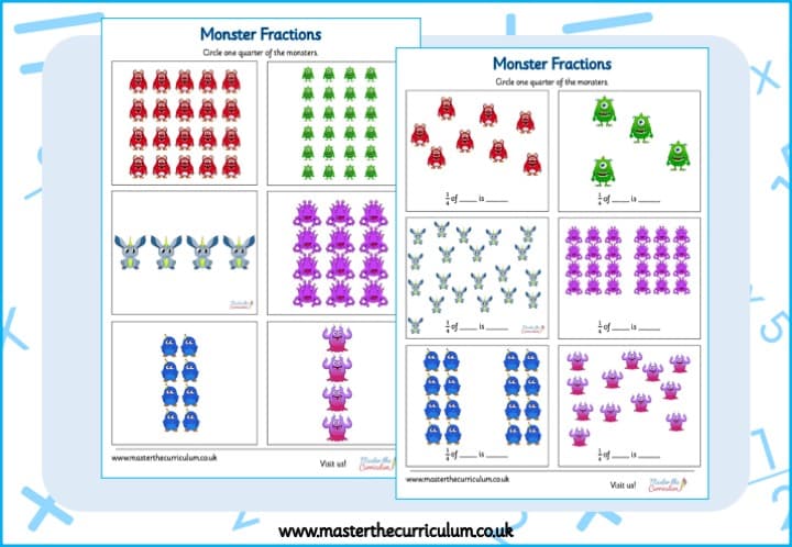 Cover of Monster Themed Fractions: Find a quarter