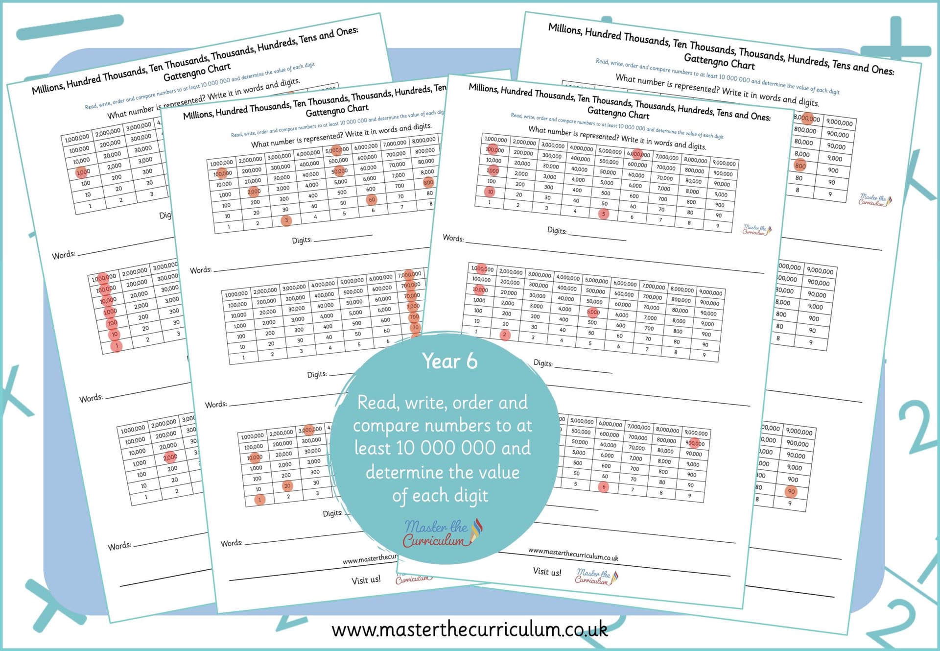 Cover of Read and Write Numbers to 10,000,000: Gattengo Chart