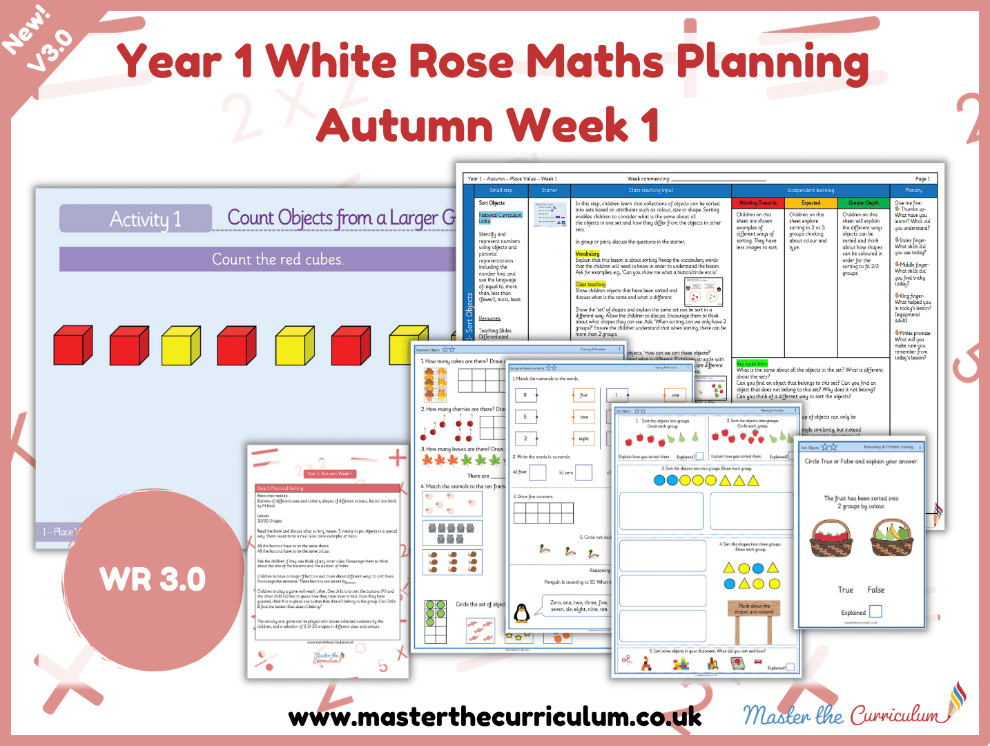 Cover of Year 1 White Rose 3.0 – Autumn Term Week 1 Place Value