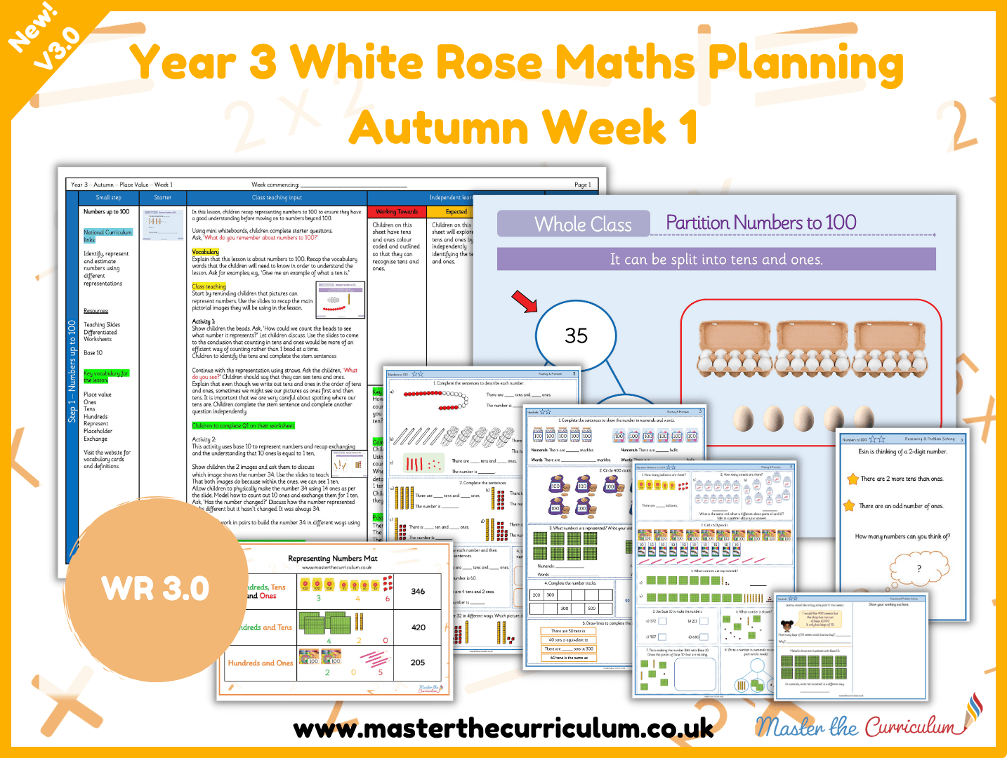 Cover of Year 3 White Rose 3.0 – Autumn Term Week 1 Place Value